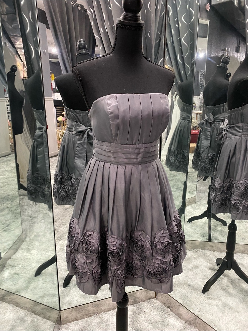 Candies Strapless Gray Floral Appliqué Party Dress size 9